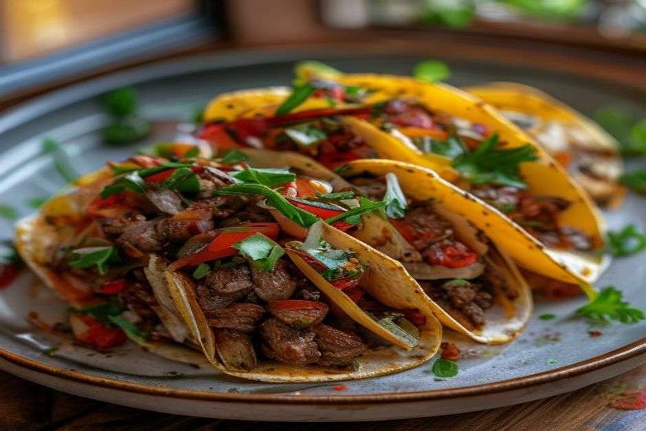 Weeknight beef tacos with toppings on a plate