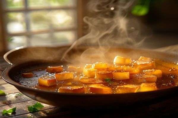 Butter browning in a light pan until golden and nutty