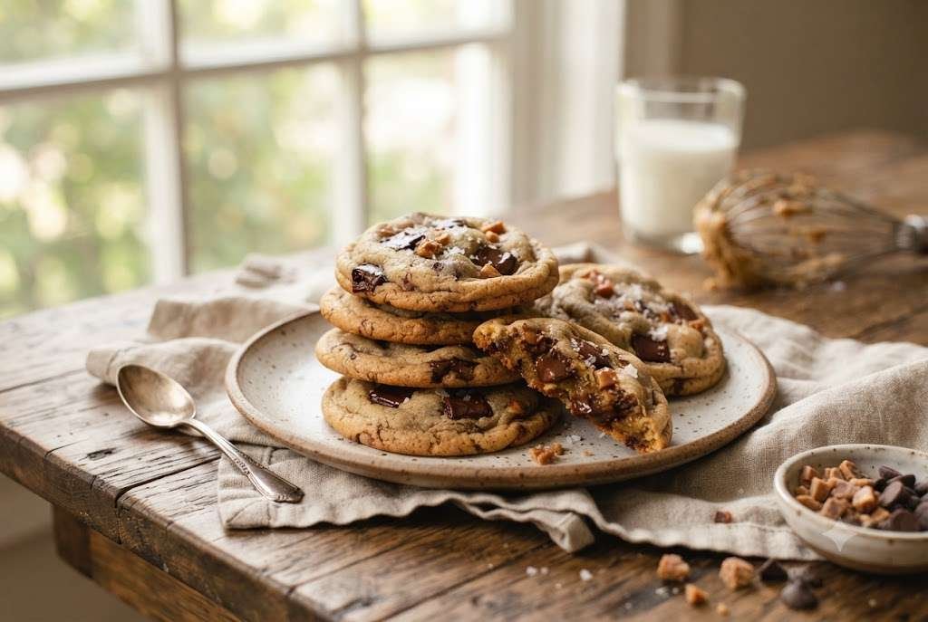 Brown butter toffee chocolate chip cookies