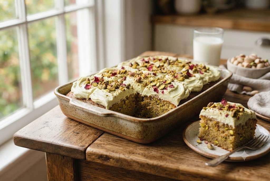 Cardamom Pistachio Sheet Cake