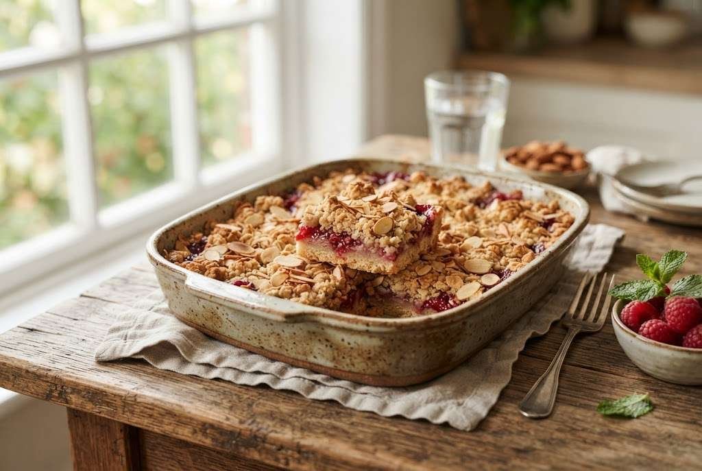 Raspberry Almond Crumble Bars