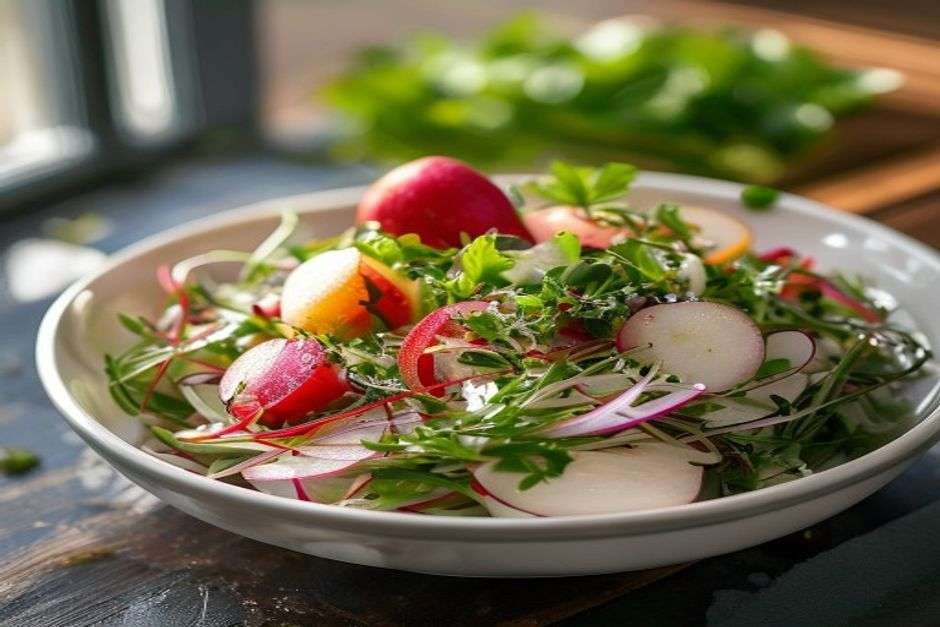 Crisp apple and radish slaw with herbs