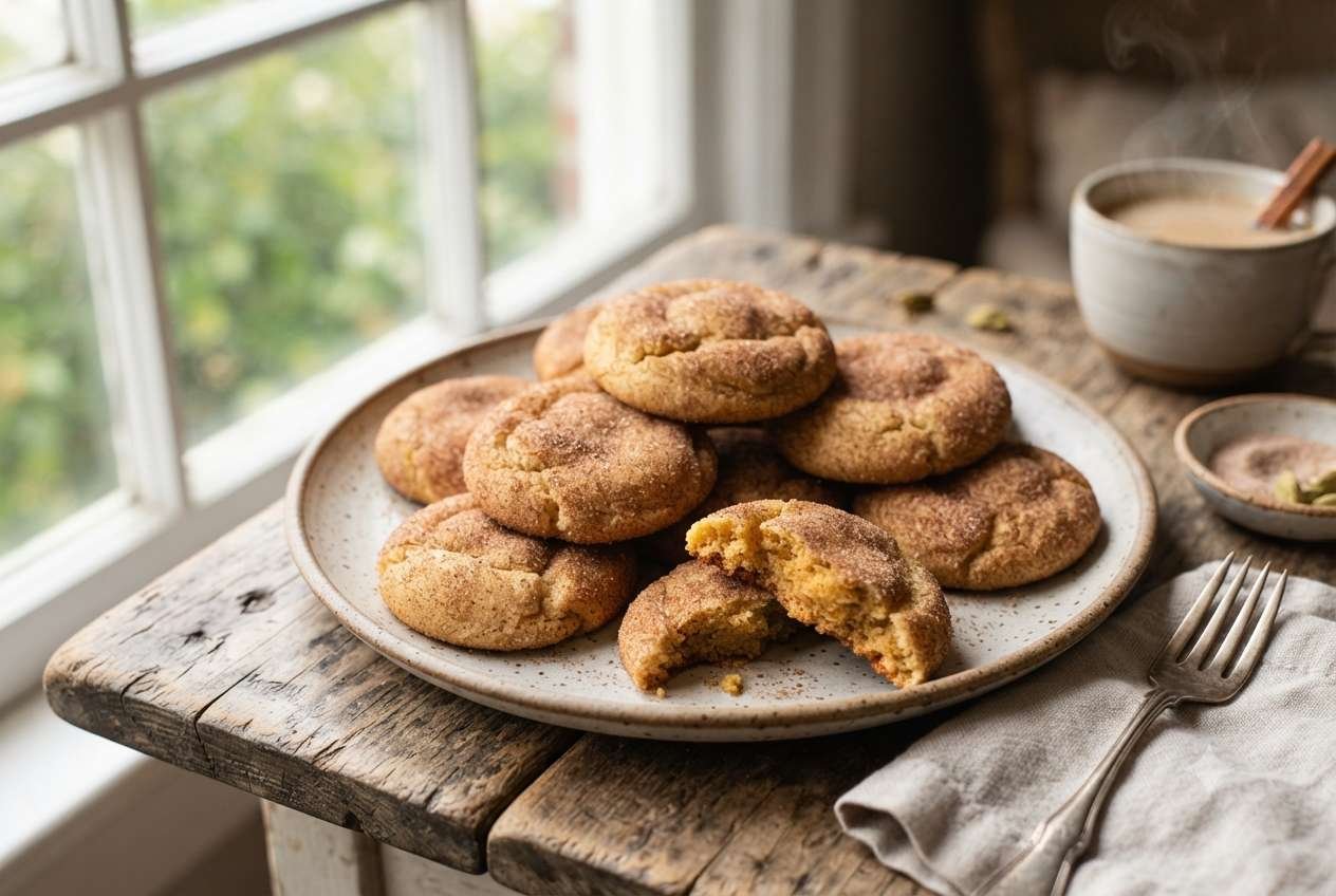 Cardamom chai snickerdoodles rolled in cinnamon sugar