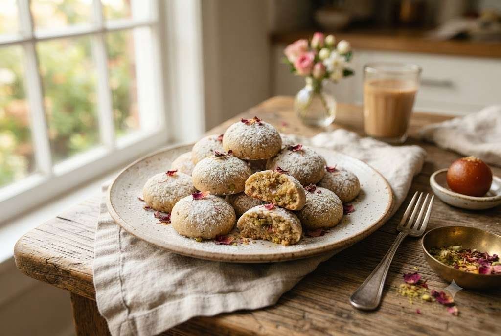 Gulab Jamun-Spiced Snowball Cookies